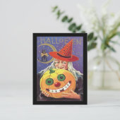 Vintage Witch Halloween Briefkaart (Staand voorkant)