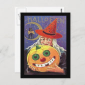 Vintage Witch Halloween Briefkaart (Voorkant / Achterkant)