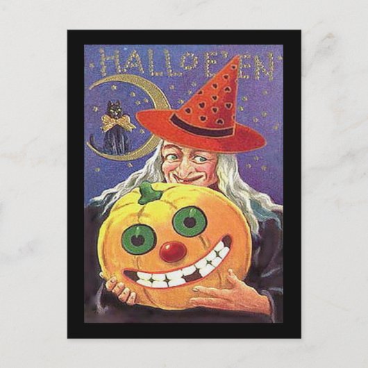 Vintage Witch Halloween Briefkaart (Voorkant)