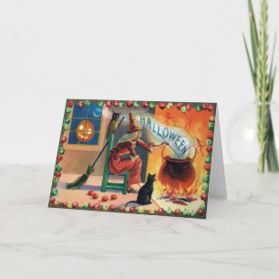 Vintage Witch Halloween Kaart
