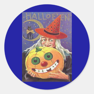 Vintage Witch Halloween Ronde Sticker