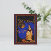 Vintage Witch Samhain Postcard Briefkaart (Staand voorkant)