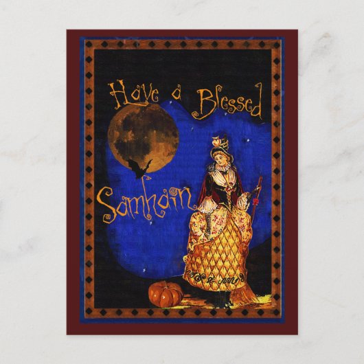 Vintage Witch Samhain Postcard Briefkaart (Voorkant)