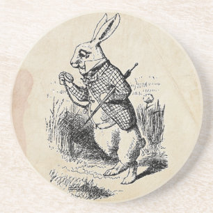 Vintage witte konijn zandsteen onderzetter