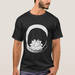 Vintage Witte Lotusbloem Met Zen Cirkel T-shirt
