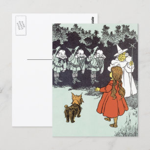 Vintage Wizard of Oz Dorothy Toto Glinda Munchkins Briefkaart