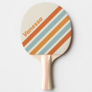 Vintage Woestijnbloem Schuine Strepen met Naam Tafeltennisbatje