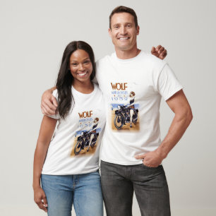 VINTAGE WOLF-MOTORCYCLUS ADVERTEREN. T-SHIRT