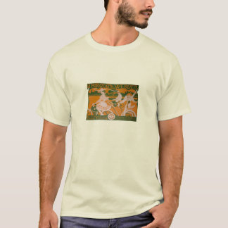 Vintage Woman Cycling with Cupid Postcard T-shirt