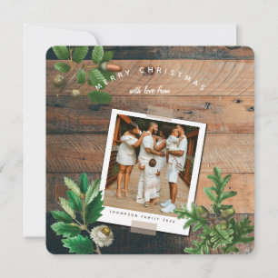 Vintage Wood Acorn Carte photo de Noël