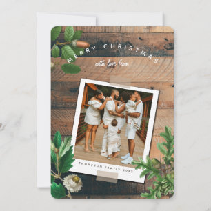 Vintage Wood Acorn Carte photo de Noël