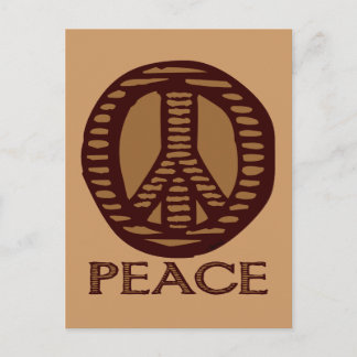 Vintage Woodcut Peace Sign Briefkaart