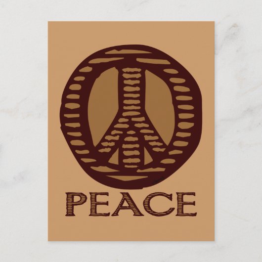 Vintage Woodcut Peace Sign Briefkaart (Voorkant)