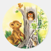 Vintage Woodland Animal mignon autocollant (Devant)