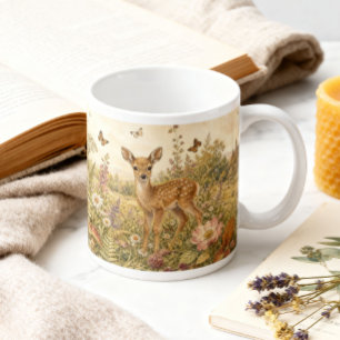 Vintage Woodland Botanische Herten Cottagecore  Extra Grote Beker