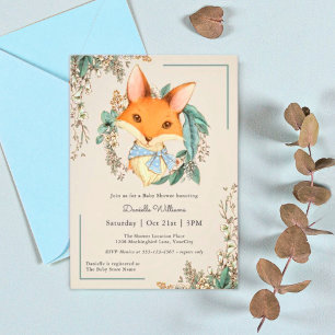 Vintage Woodland Fox Baby shower voor jongen Kaart