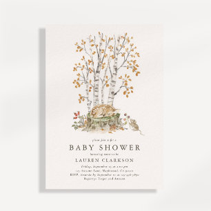 Vintage Woodland Reeën Babyshower Uitnodiging