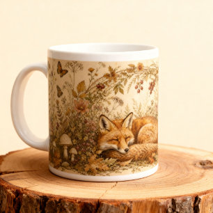 Vintage Woodland Slaapvos Cottagecore Dier Extra Grote Beker