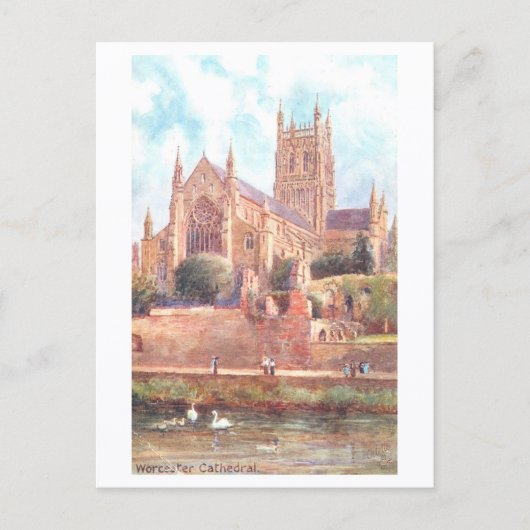 Vintage Worcester Cathedral Briefkaart (Voorkant)