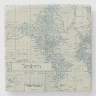 Vintage World Map customize your own name Stenen Onderzetter