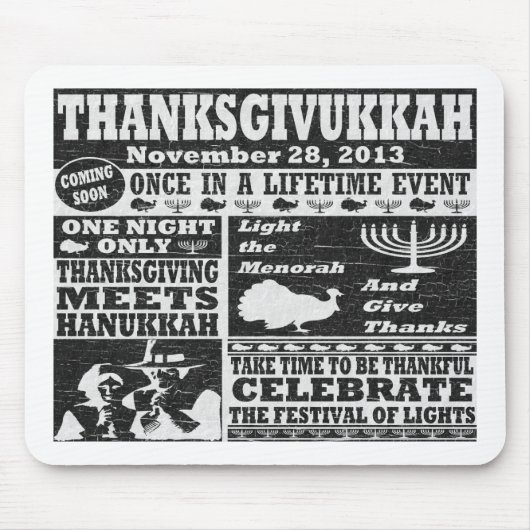 Vintage Worn Thanksgivukkah Poster Muismat (Voorkant)