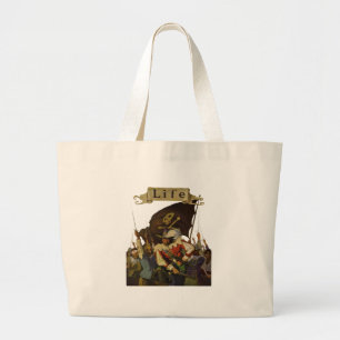 Vintage Wyeth-illustratie van het piratenleven Grote Tote Bag