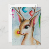 vintage Xmas Bambi Feestdagenkaart (Voorkant / Achterkant)