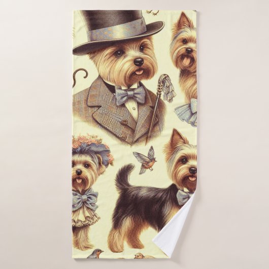 Vintage Yorkshire Terrier sans fil (Serviette de bain)
