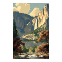Vintage Yosemite National Park River Retro Hiking