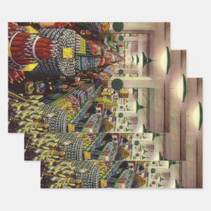 Vintage zakelijke supermarkt, eten en drank inpakpapier vel