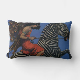Vintage Zebra Art Nouveau Vrouw Kussen