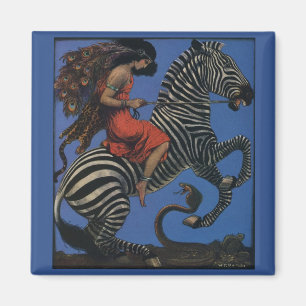 Vintage Zebra Art Nouveau Vrouw Magneet