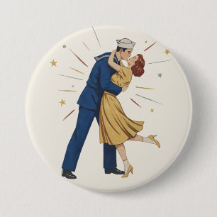 Vintage Zeeman Kus Pin-up Ronde Button 7,6 Cm