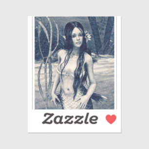 Vintage Zeemeermin Oude Foto Fantasy Kunst Sticker