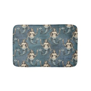 Vintage Zeemeermin Zeedieren Oceaanblauwe Kleur Badmat