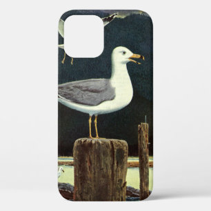 Vintage zeemeeuw op steiger, zee vogels dieren iPhone 12 hoesje