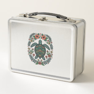 Vintage Zeeschildpad Bloem Vector Design_1
