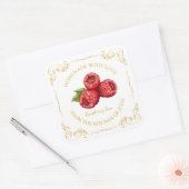 Vintage zelfgemaakte frambozenjam vierkante sticke vierkante sticker (Envelop)