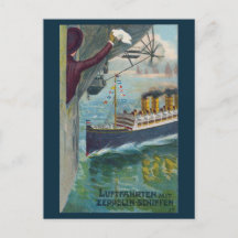 Vintage Zeppelin en Oceanliner bedankkaart