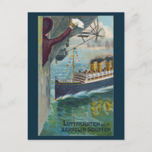 Vintage Zeppelin en Oceanliner bedankkaart Briefkaart