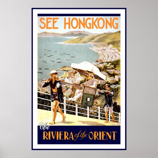 Vintage Zie Hong Kong reisposter Poster (Voorkant)