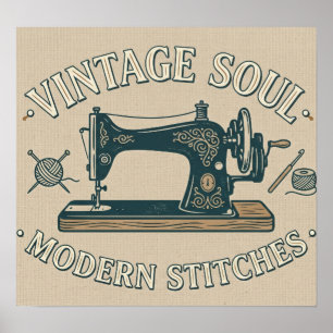 Vintage Ziel Moderne Stitches Naaien Poster