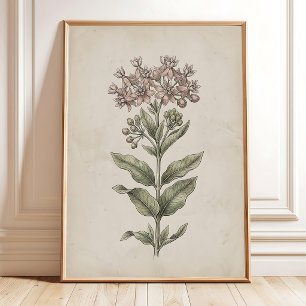 Vintage Zijdenbloem Bloem Boerderij Muur Kunst Can Poster