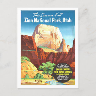Vintage Zion National Park Travel Poster Briefkaart