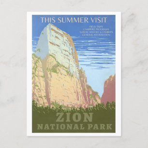 Vintage Zion National Park Travel Poster Briefkaart