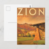 Vintage Zion National Park Utah Travel Carte posta (Devant / Derrière)