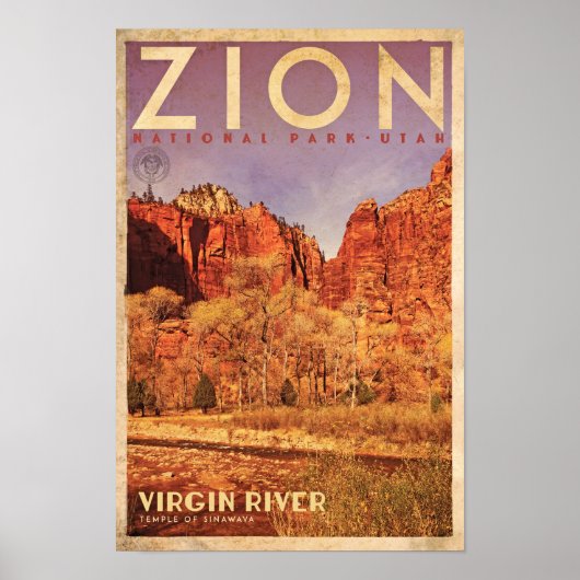 Vintage Zion Virgin River Travel Poster (Voorkant)