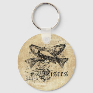 Vintage Zodiac Vissen Sleutelhanger