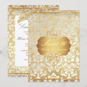 VINTAGE ZOETE 16 Prinses Parel Damast Perkament Kaart