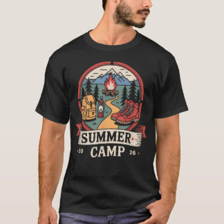 Vintage Zomer Kamp 2026 Natuur Wandelroute Camping T-shirt